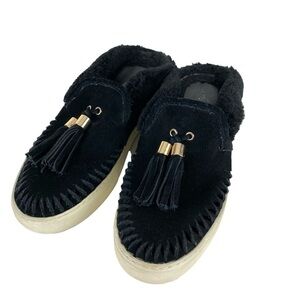 J/SLIDES NYC Azul Mules Flats Women’s Size 6.5 Black Suede Leather Slip On